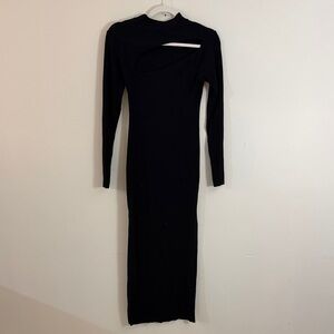 Zara Black Long Sleeve Cut-Out Dress